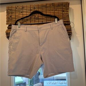 Tan Flat Front Shorts with Relaxed Fit
